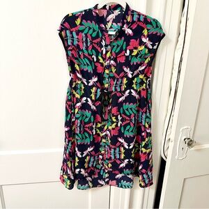 Pucci Dragonfly Silk Print Button Down Tie Waist Dress - Size: Medium